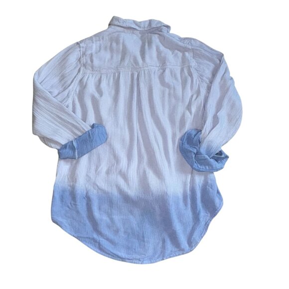 Beachlunchlounge Ombre Tie Front Blouse-Blue-Size L-GUC - Picture 6 of 6